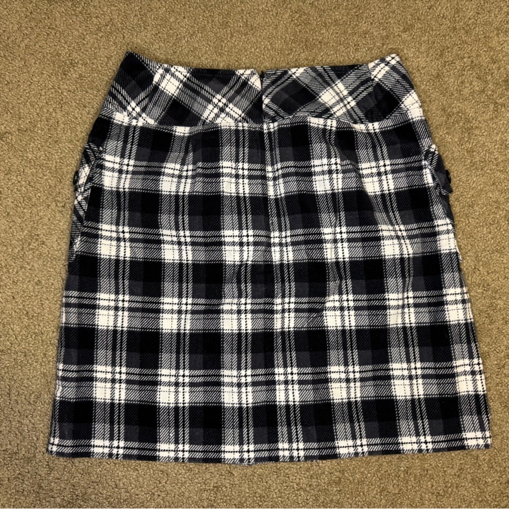 ANN TAYLOR LOFT Black White Plaid Cotton Skirt Academia Casual Basic Preppy Sz6 - Picture 2 of 10